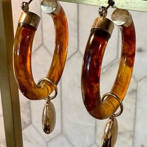 Elegant Resin Amber Hoop Earrings
